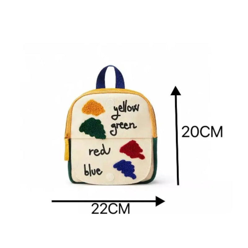 small children's backpack dimensions indicated - Multiple Patterns - Dinosaur Pattern - Space Pattern - Floral Pattern