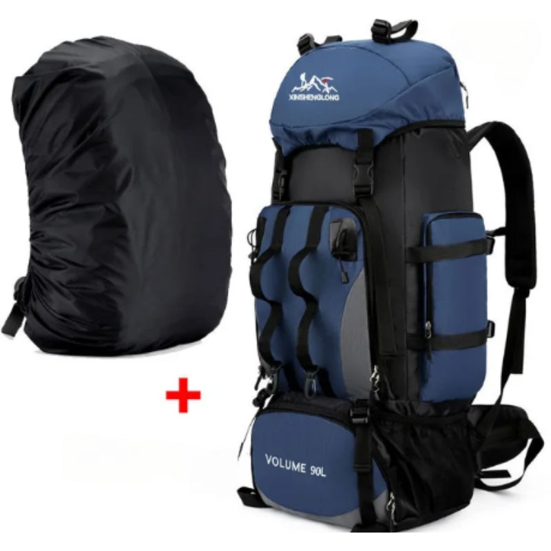 trekking backpack - Navy Blue - With Water-Resistant Cover