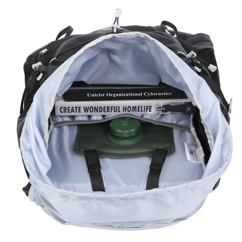 50l hiking bag open interior - Turquoise - Army Green - Blue - Black - Red