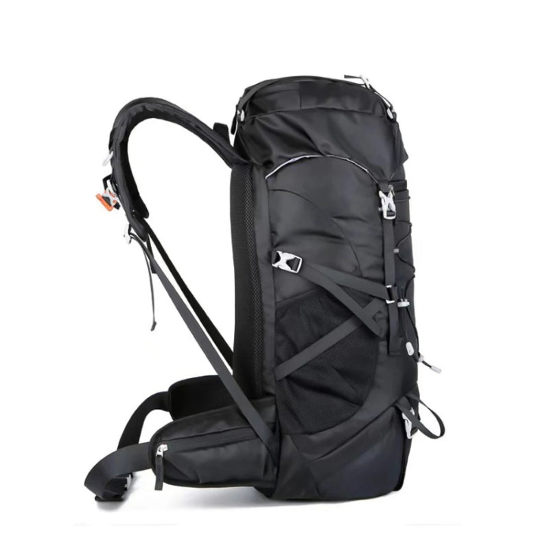 50l hiking bag side view details - Turquoise - Army Green - Blue - Black - Red
