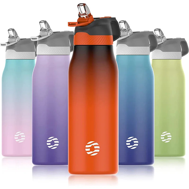 adult straw bottle five bottles aligned - Blue - Purple - Orange - Green