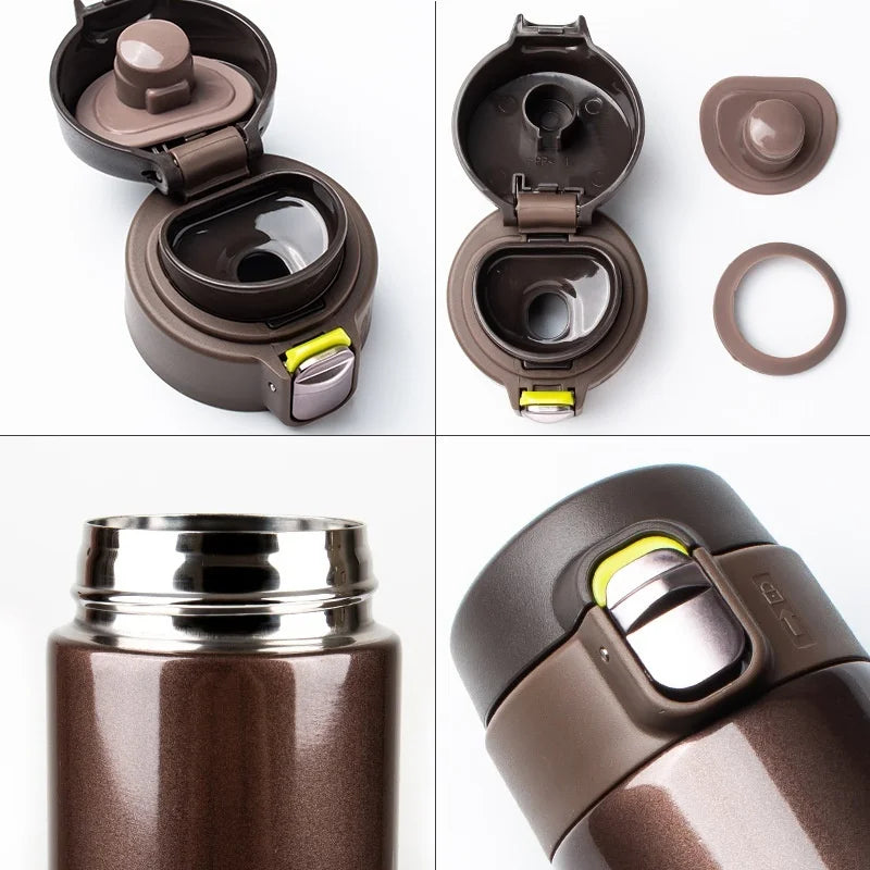 thermos insulated water bottle close up opening - Fuchsia - Black - White - Brown