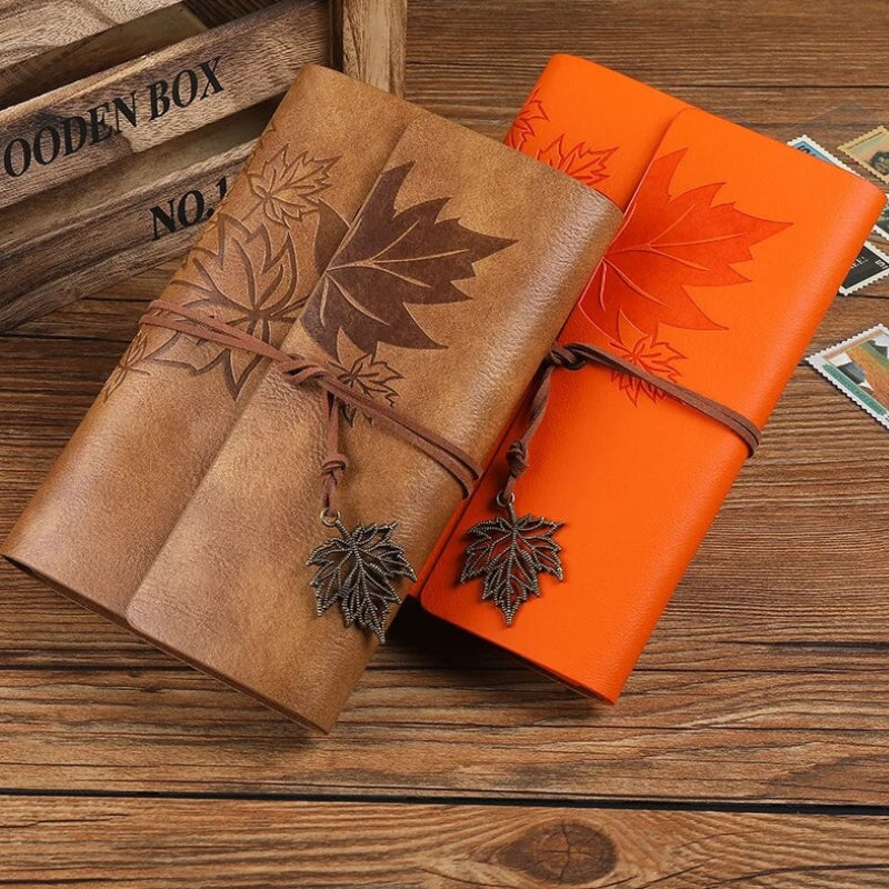 refillable travel notebook - Light Brown - Dark Brown - Brown - Sky Blue - Blue - Orange - Light Green - Green - Pink - Perforated Leaves