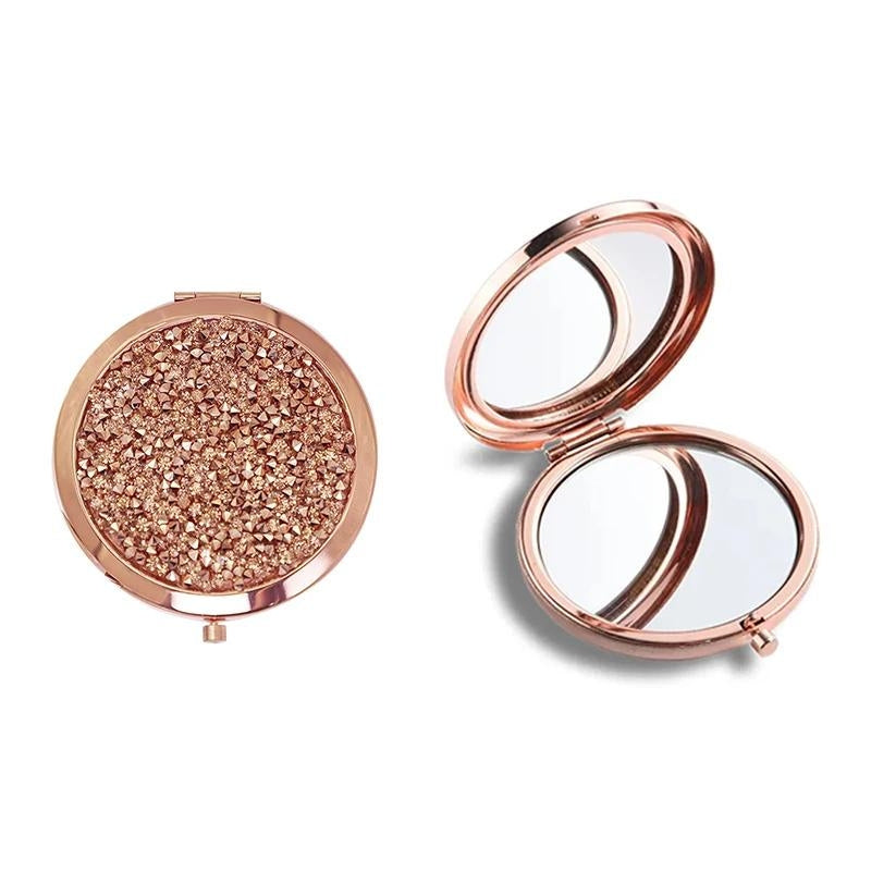 luxury pocket mirror - Silver with Rhinestones - Silver with Yellow Rhinestones - Silver with Pink Rhinestones - Silver with Sky Blue Rhinestones - Silver with Purple Rhinestones - Silver with Grey Rhinestones - Silver with Gray Rhinestones - Silver with Green Rhinestones - Silver with Blue Rhinestones - Rose Gold 1 - Rose Gold 2 - Rose Gold 3 - Rose Gold 4 - Gold 1 - Gold 2 - Gold 3