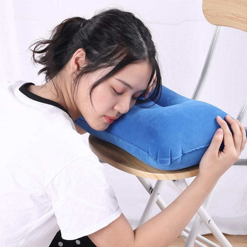 inflatable ergonomic travel pillow - Grey - Gray - Dark Blue - Sky Blue - Pink - Burgundy - Red