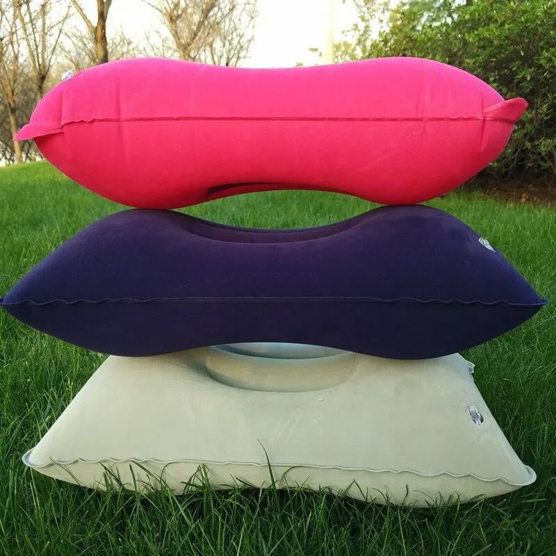 inflatable travel pillow - Grey - Gray - Dark Blue - Sky Blue - Pink - Burgundy - Red