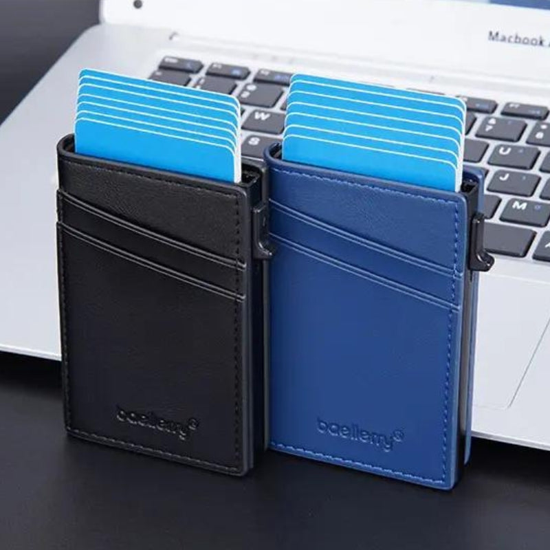 personalized leather card holder - Black - Blue - Light Brown - Dark Brown - Grey - Gray