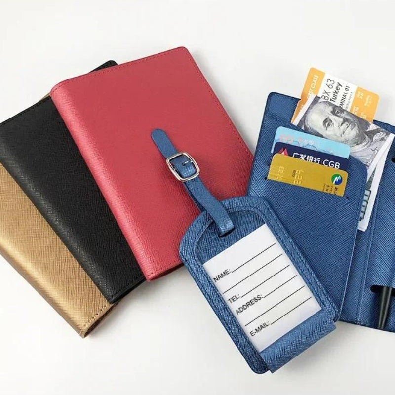 leather passport wallet - Brown - Black - Blue - Red - Grey - Gray