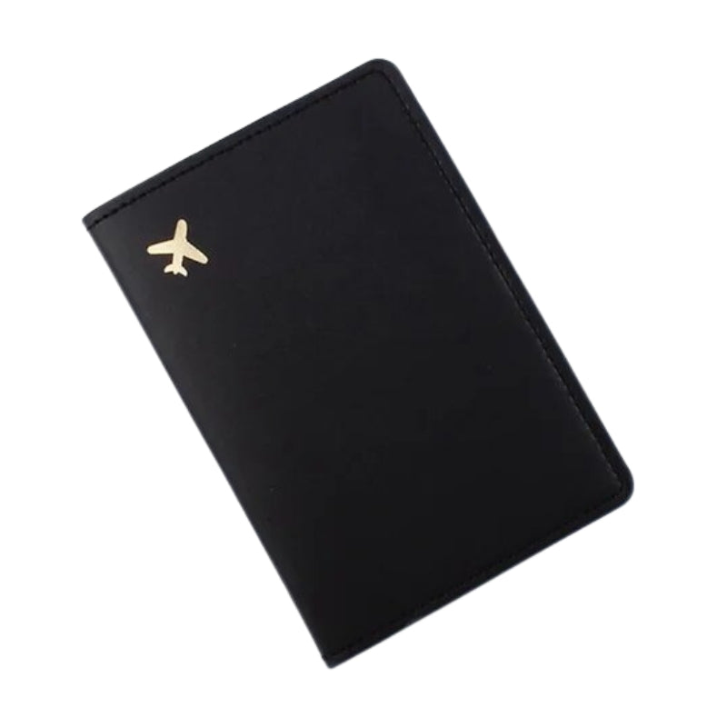 leather passport protection - Black