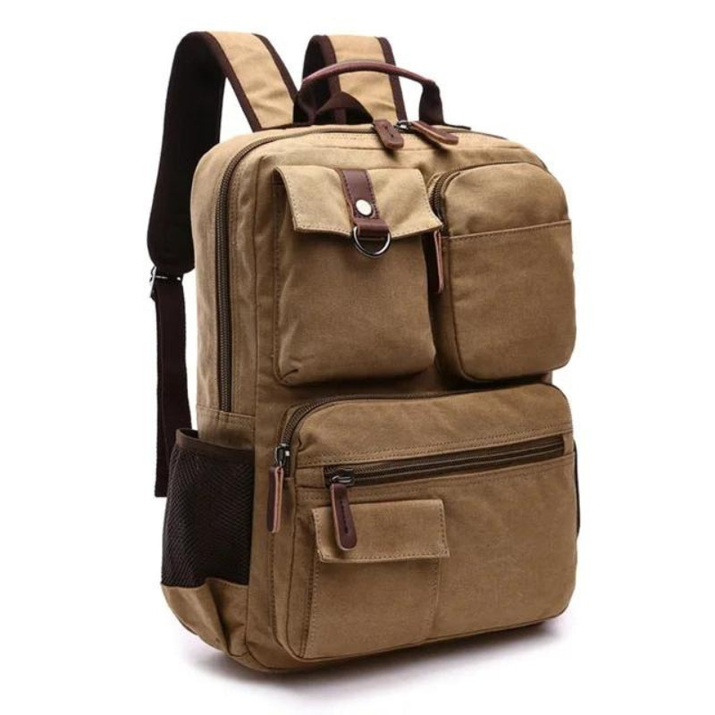 men's vintage canvas backpack - Khaki