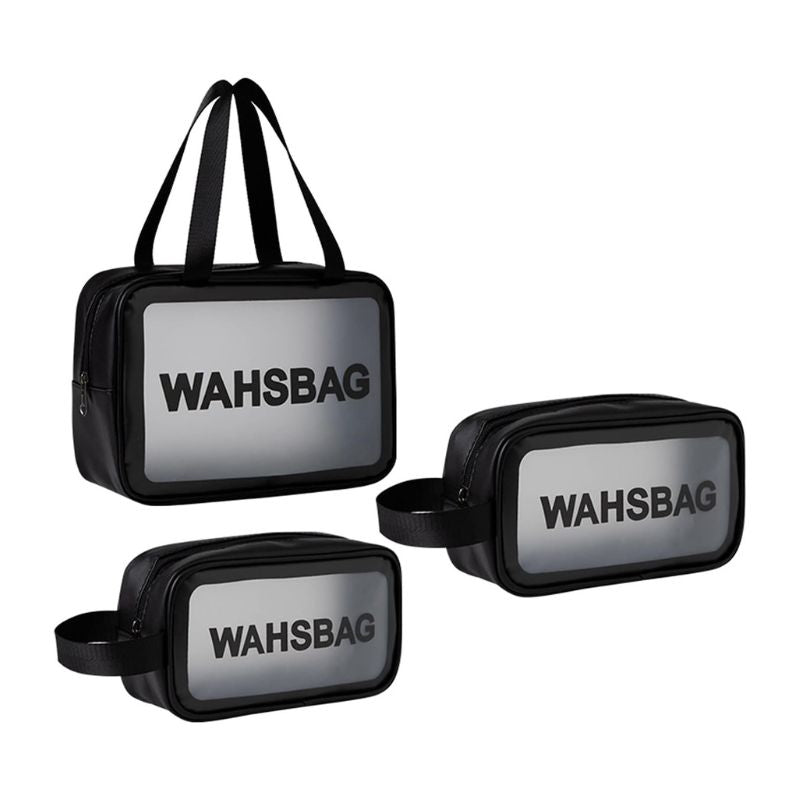 transparent toiletry bag for flights - Black - Pink - White